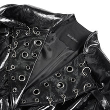 Load image into Gallery viewer, CT27601 Punk-Style Mid-Length Coat with Glossy Finish and Multiple Straps
