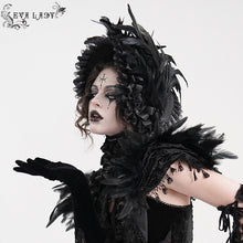 Load image into Gallery viewer, ECA018 Gothic Rose Embossed Velvet Feather Collar
