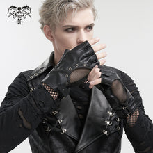 Load image into Gallery viewer, GE013 Punk metallic fitted short mesh half-finger gloves for women
