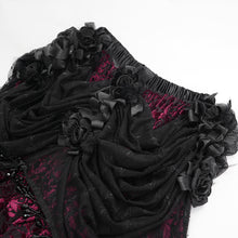 Load image into Gallery viewer, ESKT051 Women Burnt Out Velvet and Diamond Flower Mesh Gothic Skirt
