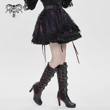 Load image into Gallery viewer, SKT25902 Sequined Mesh and Flat Grid-Paneled Lolita Miniskirt
