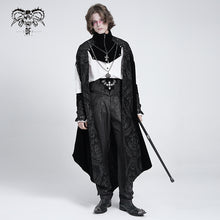 Load image into Gallery viewer, CT120 Chain pendant short front and long back black men long gothic cloak
