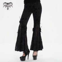 Load image into Gallery viewer, EPT01401 Black Gothic velveteen embossed flared pants
