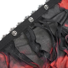 Load image into Gallery viewer, CT245 Black and Red women ragged Tie-dyed striped long-sleeved hooded long coat
