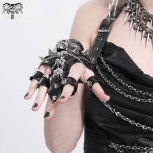 Load image into Gallery viewer, GE042 Women punk Short patent leather long middle finger gloves
