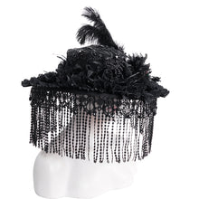 Load image into Gallery viewer, EAS019 Long and short tassel black big round widow hat
