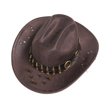 Load image into Gallery viewer, AS266 Punk brown cowboy hat with spiked brim
