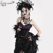 Load image into Gallery viewer, ECST00702 purple Gothic Pattern Jacquard Feather Rose Women sexy Corset
