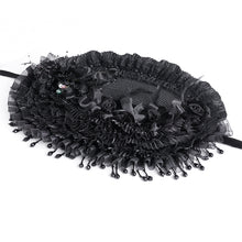 Load image into Gallery viewer, AS195 gothic black Lolita lace Big flower tassel half hat
