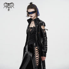 Load image into Gallery viewer, CT210 Patent leather strappy zipper long coat

