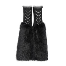 Load image into Gallery viewer, AS323 Black plush V-shaped mid-length leg warmers
