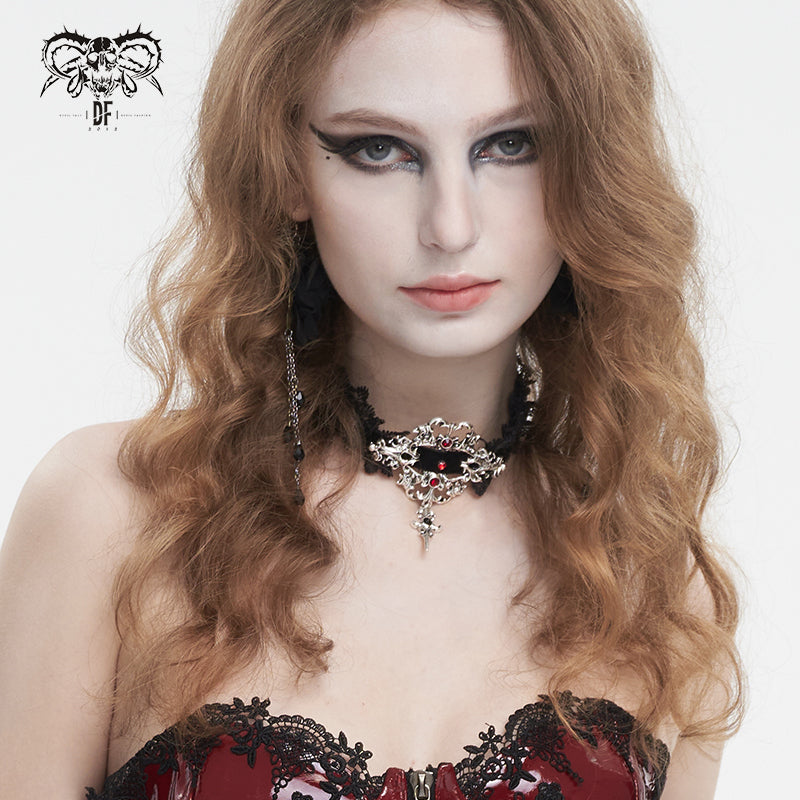 AS168 Gothic Lace velvet necklace with pendant