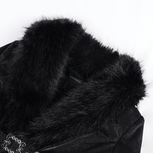 Load image into Gallery viewer, CT239 Gothic Women Black Patterned leather long-sleeved short wool jacket
