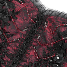 Load image into Gallery viewer, ESKT05902 Red Women Rose cutout waist strapless dress
