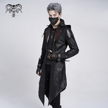 Load image into Gallery viewer, CT06901 movie actor false two pieces black hooded leather long coats for men
