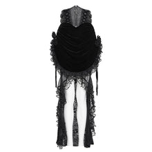 Load image into Gallery viewer, ESKT07801 Black Velvet Paneling with Soft Rose Mesh Gothic Skirt
