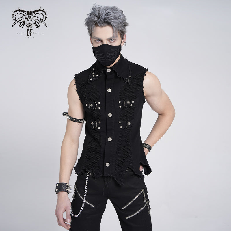 WT061 Distressed heavy metal men vest