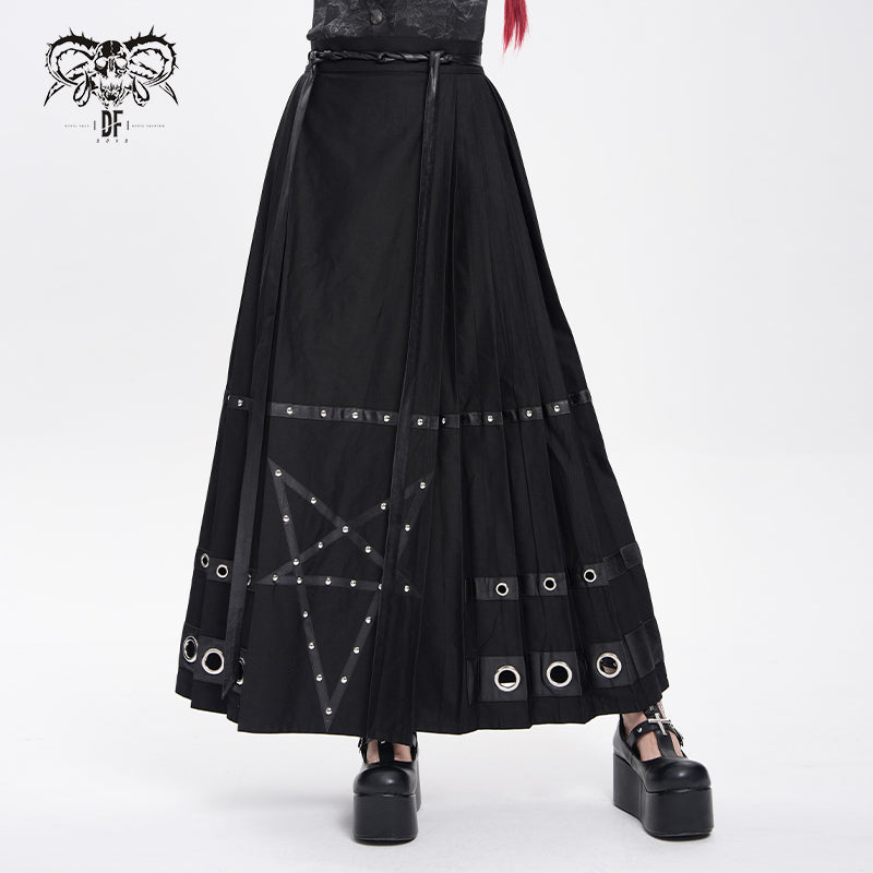 SKT241 Inverted five-pointed star punk horse face skirt