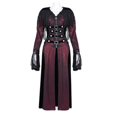 Load image into Gallery viewer, CT24702 Red Women Gothic long hooded long sleeve lace coat
