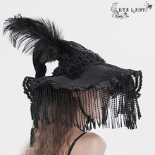 Load image into Gallery viewer, EAS043 Polka-Dot Wizard Hat with Long Tassels, Feathers and Rose
