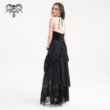 Load image into Gallery viewer, SKT213 Punk halter neck long dress with drawstring at chest

