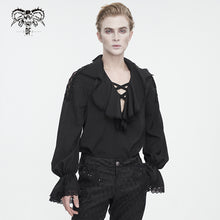 Load image into Gallery viewer, SHT10901 Black Gothic V-neck chiffon shirt for men
