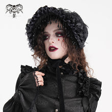 Load image into Gallery viewer, AS195 gothic black Lolita lace Big flower tassel half hat
