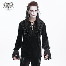 Load image into Gallery viewer, SHT12601  black glimmer Long-sleeved velvet shirts
