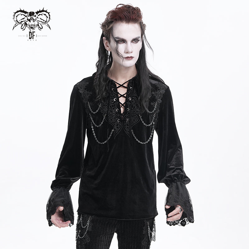 SHT12601  black glimmer Long-sleeved velvet shirts