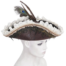 Load image into Gallery viewer, AS181 Lace peacock feather triangle pirate hat
