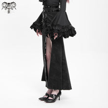 Load image into Gallery viewer, SKT101 High side slit design Japanese sexy girls black half skirts with adjusted loops
