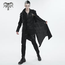 Load image into Gallery viewer, CT206 rubberized cross pattern leather shoulder loops asymmetrical men&#39;s long coat
