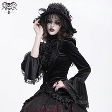 Load image into Gallery viewer, SHT14101 Black Women Glossy Velvet Swallowtail Shirts
