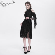 Load image into Gallery viewer, ESKT061 Burnout flocked off-shoulder dress&nbsp;
