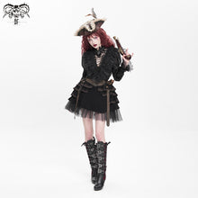 Load image into Gallery viewer, SKT107 Steampunk girls multi-layer wavy edges striped short half skirt with corset
