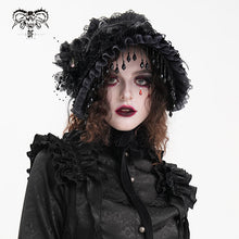 Load image into Gallery viewer, AS195 gothic black Lolita lace Big flower tassel half hat
