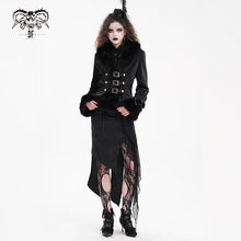 Load image into Gallery viewer, CT239 Gothic Women Black Patterned leather long-sleeved short wool jacket
