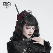 Load image into Gallery viewer, AS304 Lolita DIY Coffin-Shaped Lace Mini Top Hat Hair Clip
