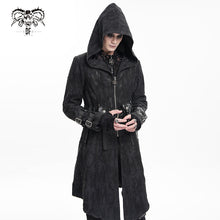 Load image into Gallery viewer, CT251 men Punk ripped woven jacket hooded long coat
