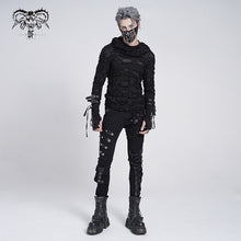 Load image into Gallery viewer, PT100 punk heavy metal lace up leg torn men trousers with loops
