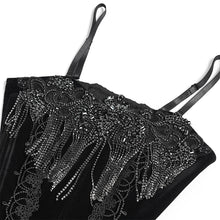 Load image into Gallery viewer, ECST01401 Gothic Corset with Long Beaded Tassels at the Bust

