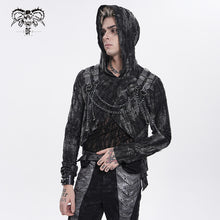 Load image into Gallery viewer, TT318 Black and Grey Two-Tone Distressed Striped Long-Sleeve Hoodie T-Shirt
