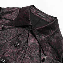 Load image into Gallery viewer, SHT15402 Wine Gothic Long-Sleeve Pleated Shirt with Bat-Wing Shoulder Flaps
