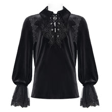 Load image into Gallery viewer, SHT12601  black glimmer Long-sleeved velvet shirts
