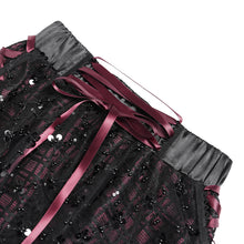 Load image into Gallery viewer, SKT25901 Sequined Mesh and Flat Grid-Paneled Lolita Miniskirt
