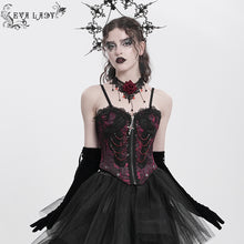 Load image into Gallery viewer, ECST00802 red Gothic fringed iris one-piece bustle corset for women
