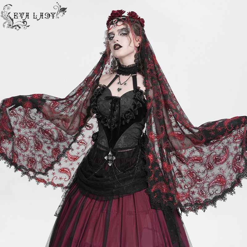 EAS032 Fine Mesh paisley 3D Rose Veil