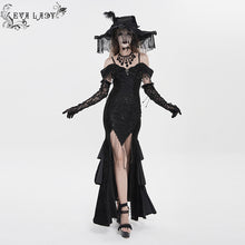 Load image into Gallery viewer, ESKT07601 Black Gothic Off-Shoulder Fishtail Dress
