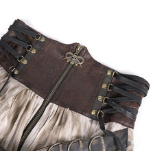 Load image into Gallery viewer, SKT20702 Brown pirate style High waist two-tone chiffon women Steampunk skirt
