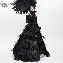 Load image into Gallery viewer, ESKT075 Gothic party Custom-made black feather big dress
